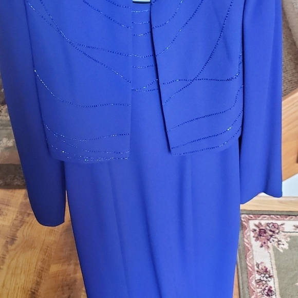 Rimini by Shaw Embellished 2 pc. Sleeveless Maxi Event Blue Sz. 6 Dress w Jacket - Picture 4 of 16